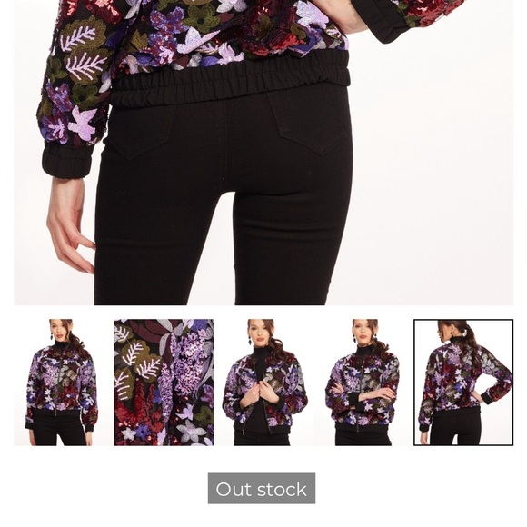 NWT! Eva Franco Vibrant Floral Embroidered Bomber Jacket - Picture 12 of 12